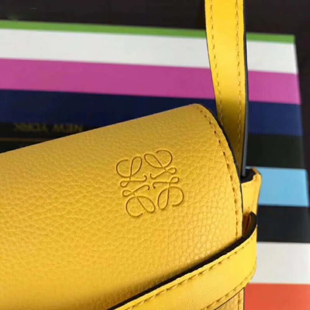 Loewe Gate Mini Bag Yellow Soft Grained Calf Leather for Women