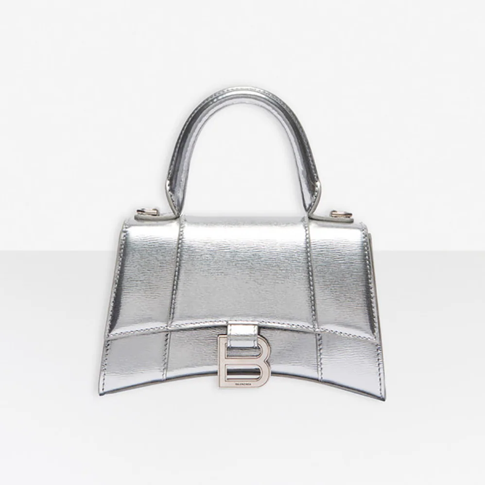 Balenciaga Hourglass XS Top Handle Bag for Women in Silver Balenciaga Hourglass XS Top Handle Bag for Women in Silver