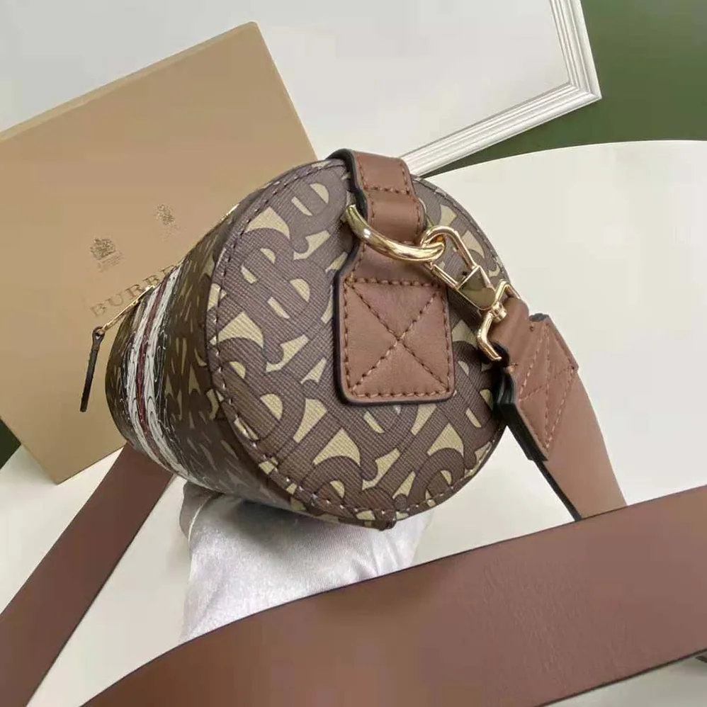 Burberry The Monogram Stripe E-canvas and Leather Barrel Bag for Women