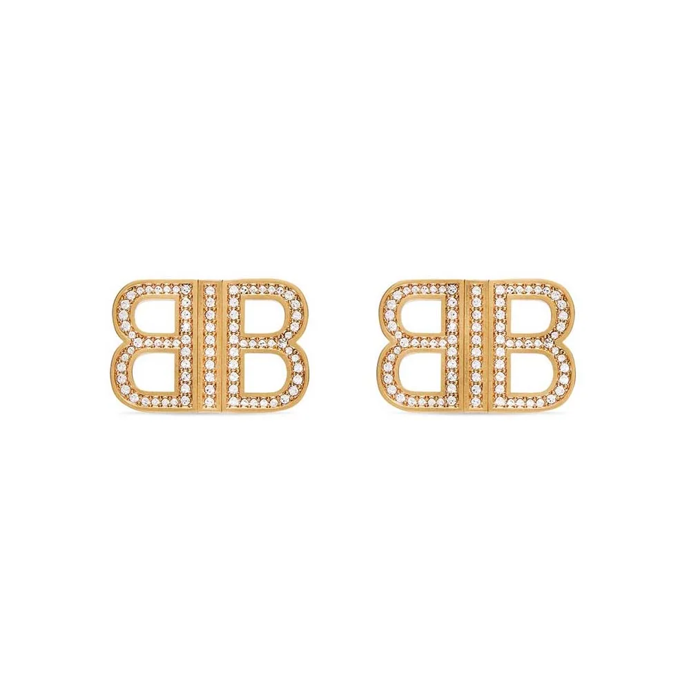 Balenciaga BB 2.0 XS Earrings in Gold Brass and Rhinestones for Women Balenciaga BB 2.0 XS Earrings in Gold Brass and Rhinestones for Women