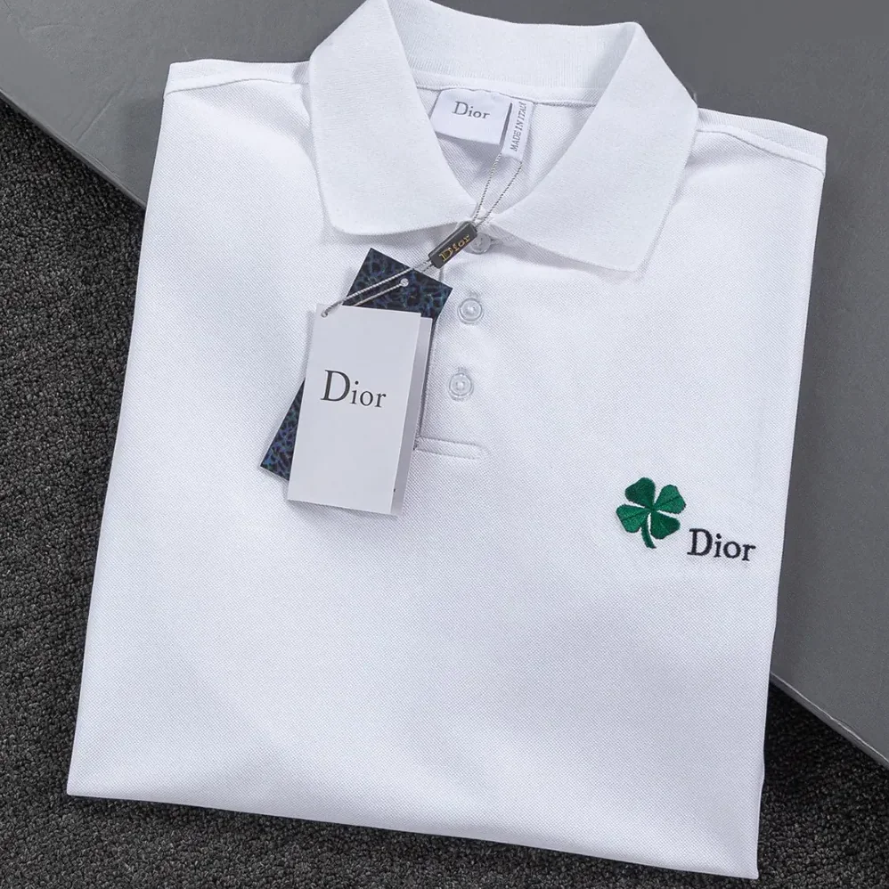 Dior Polo Shirt with Dior Clover Embroidery White Cotton Piqué for Women Dior Polo Shirt with Dior Clover Embroidery White Cotton Piqué for Women