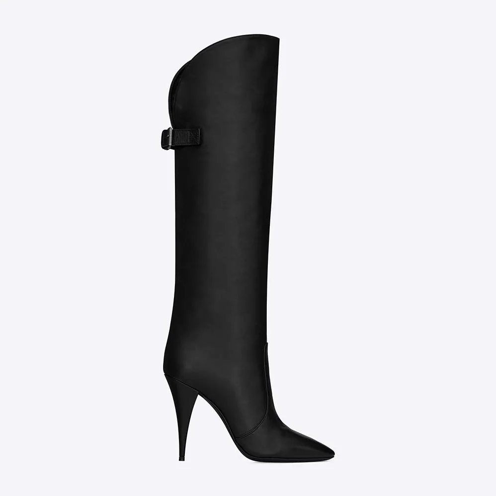 Saint Laurent YSL Harper Boots in Smooth Leather for Women in Black