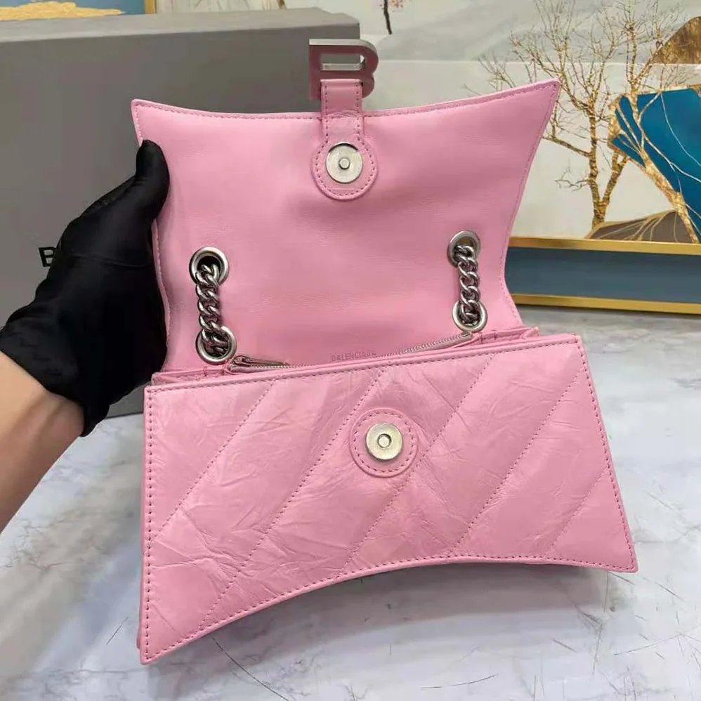 Balenciaga Crush Small Chain Bag Quilted in Optic Pink for Women