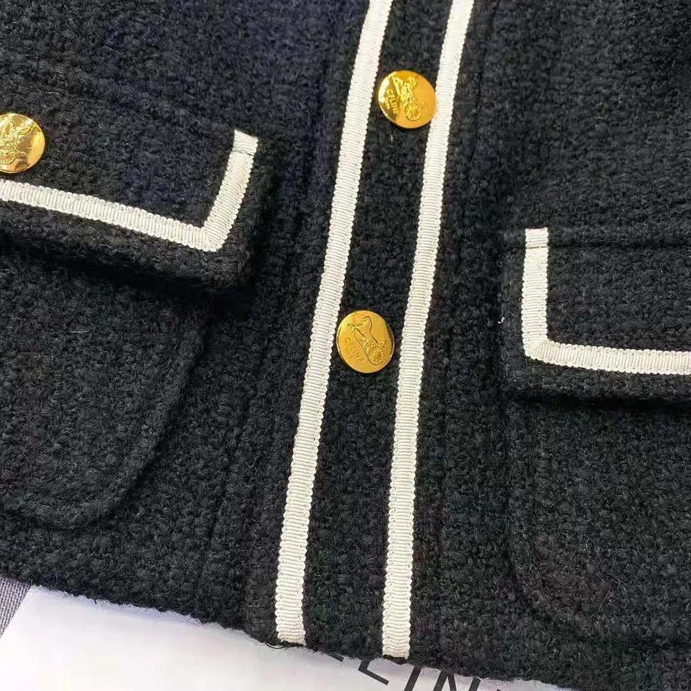 Celine Chasseur Jacket in Boucle Tweed for Women in Black Celine Chasseur Jacket in Boucle Tweed for Women in Black