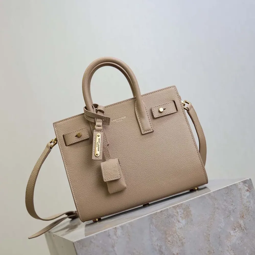 Saint Laurent YSL Nano Sac De Jour In Supple Grained Leather for Women in Beige