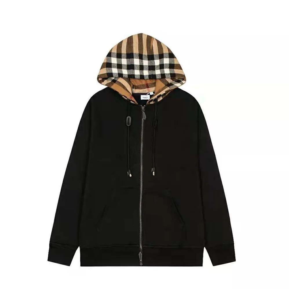 Burberry Check Hood Cotton Hooded Top for Women in Black