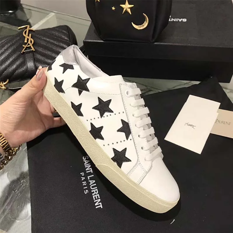 Saint Laurent YSL Signature Court California Sneaker Leather for Women in White Saint Laurent YSL Signature Court California Sneaker Leather for Women in White