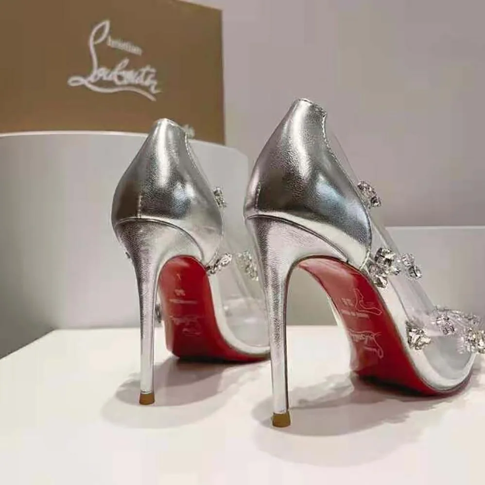 Christian Louboutin Degraqueen Pump with PVC and Iridescent Nappa Leather for Women in Silver