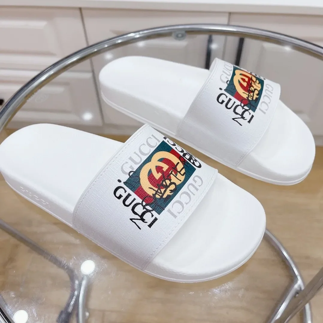 Gucci Slide Sandal With GG Web White for Men Gucci Slide Sandal With GG Web White for Men