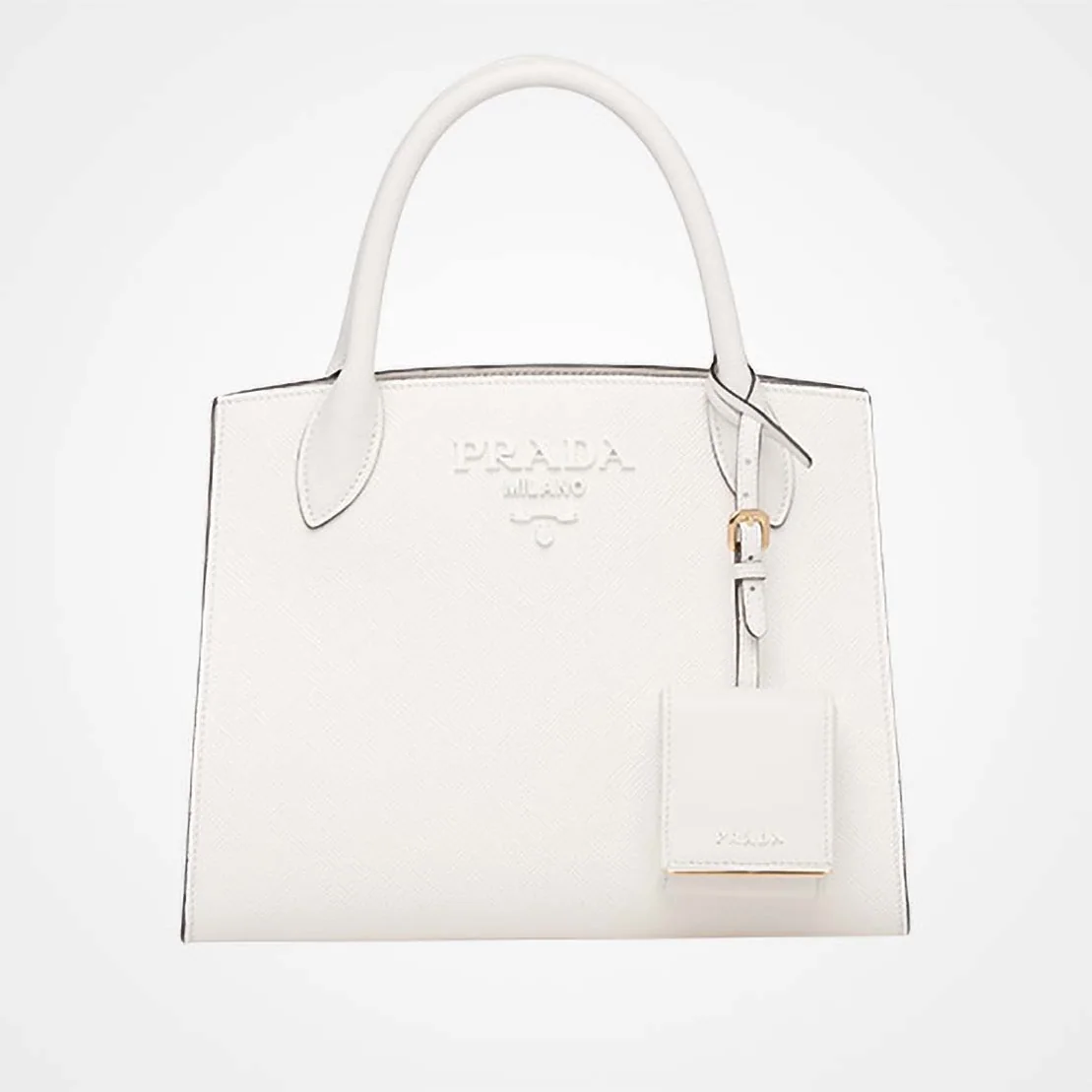 Prada Monochrome Handbag in Saffiano and Calf Leather in White Prada Monochrome Handbag in Saffiano and Calf Leather in White