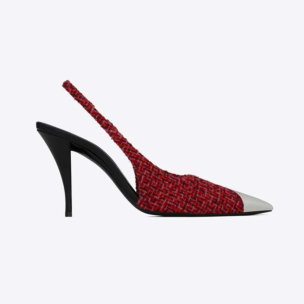 Saint Laurent YSL Vesper Slingback Pumps in Saint Laurent Tweed for Women