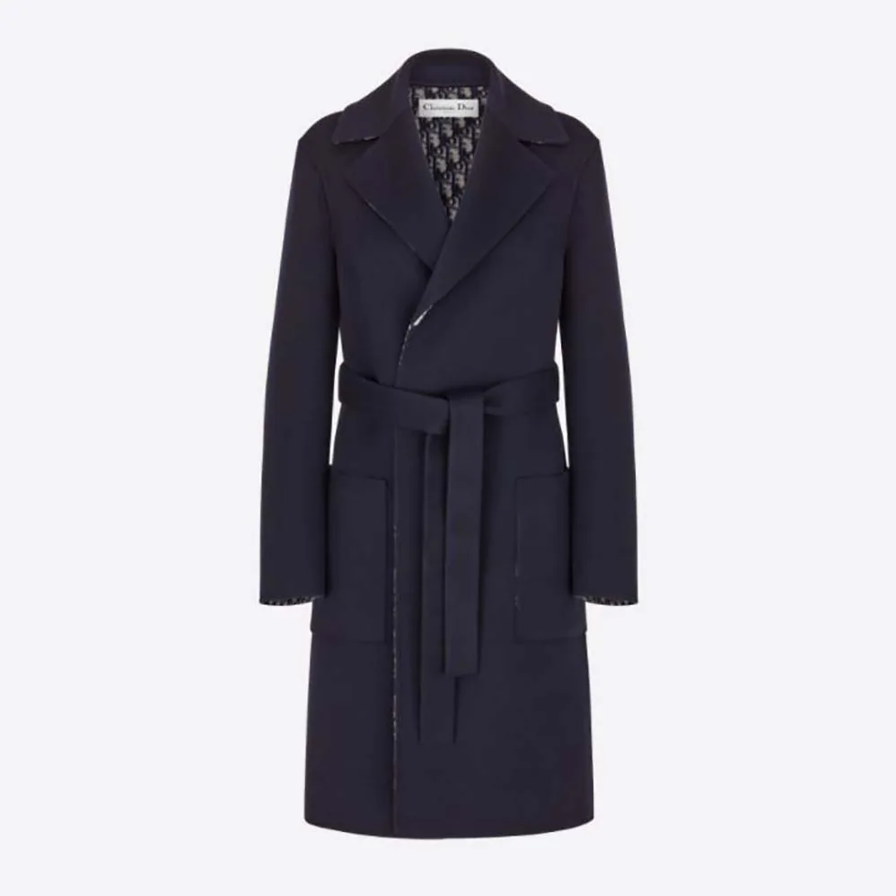 Dior Coat Blue Double for Women in Sided Wool