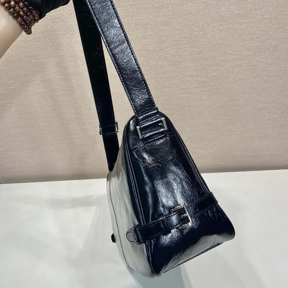 Prada Leather Shoulder Bag for Women in Black Prada Leather Shoulder Bag for Women in Black