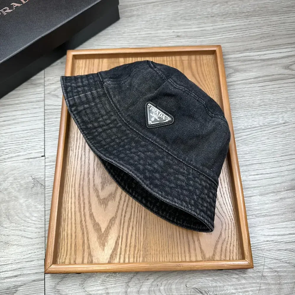 Prada Denim Bucket Hat for Unisex in Black