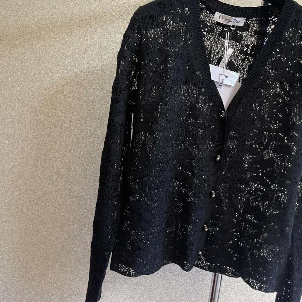 Dior Twinset Black Mohair and Wool Blend Lace for Women Dior Twinset Black Mohair and Wool Blend Lace for Women