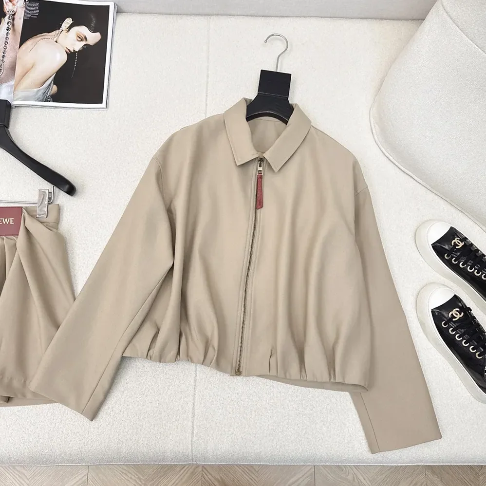 Loewe Draped Jacket in Cotton and Silk for Women in Khaki Brown Loewe Draped Jacket in Cotton and Silk for Women in Khaki Brown