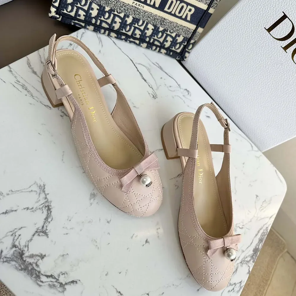 Dior Ballet Slingback Pump Nude Quilted Cannage Calfskin for Women Dior Ballet Slingback Pump Nude Quilted Cannage Calfskin for Women