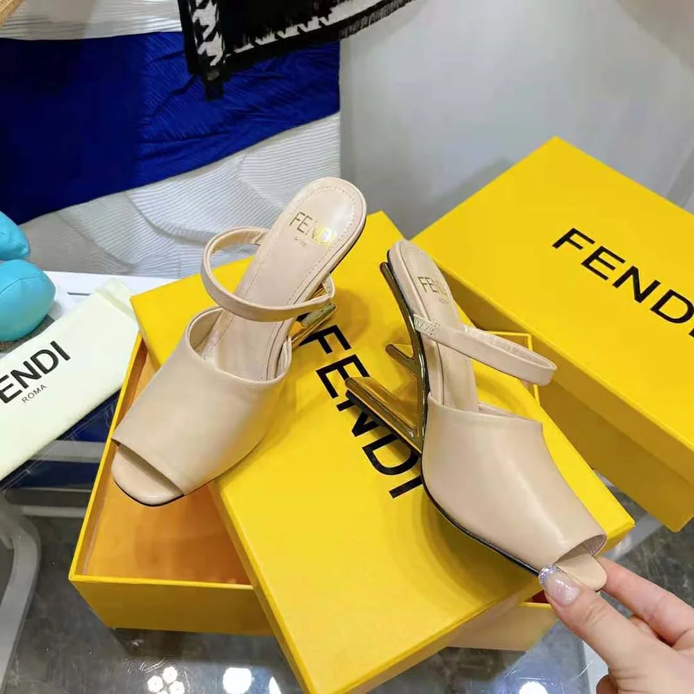 Fendi First Pink Leather High for Women in Heeled Sandals Fendi First Pink Leather High for Women in Heeled Sandals