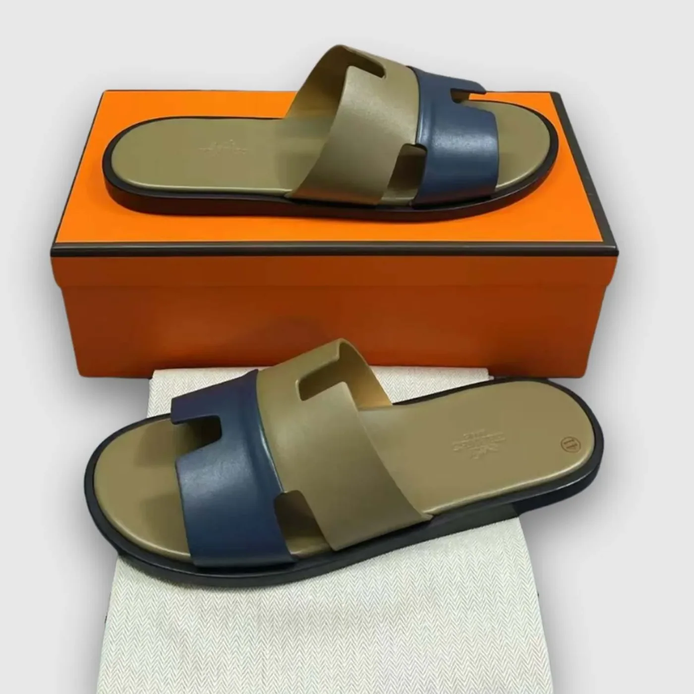 Hermes Izmir Sandals Green in Indigo Hermes Izmir Sandals Green in Indigo