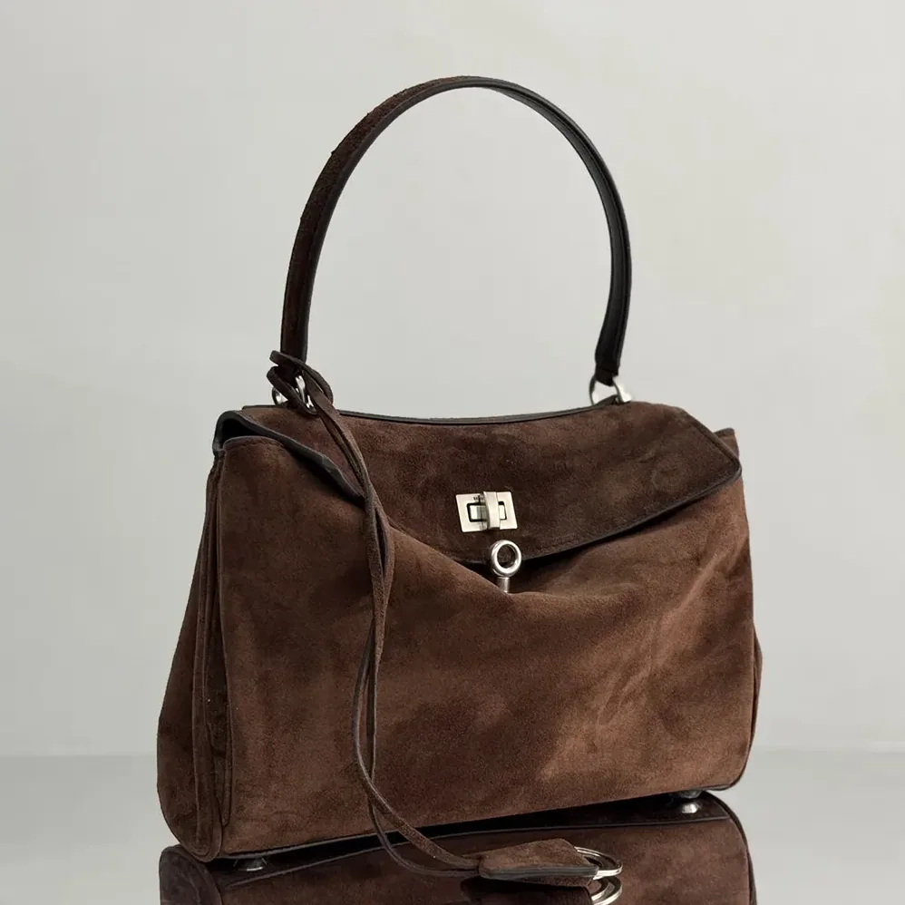Balenciaga Rodeo Handbag Small In Light Espresso Waxed Suede Calfskin and Smooth Calfskin for Women Balenciaga Rodeo Handbag Small In Light Espresso Waxed Suede Calfskin and Smooth Calfskin for Women