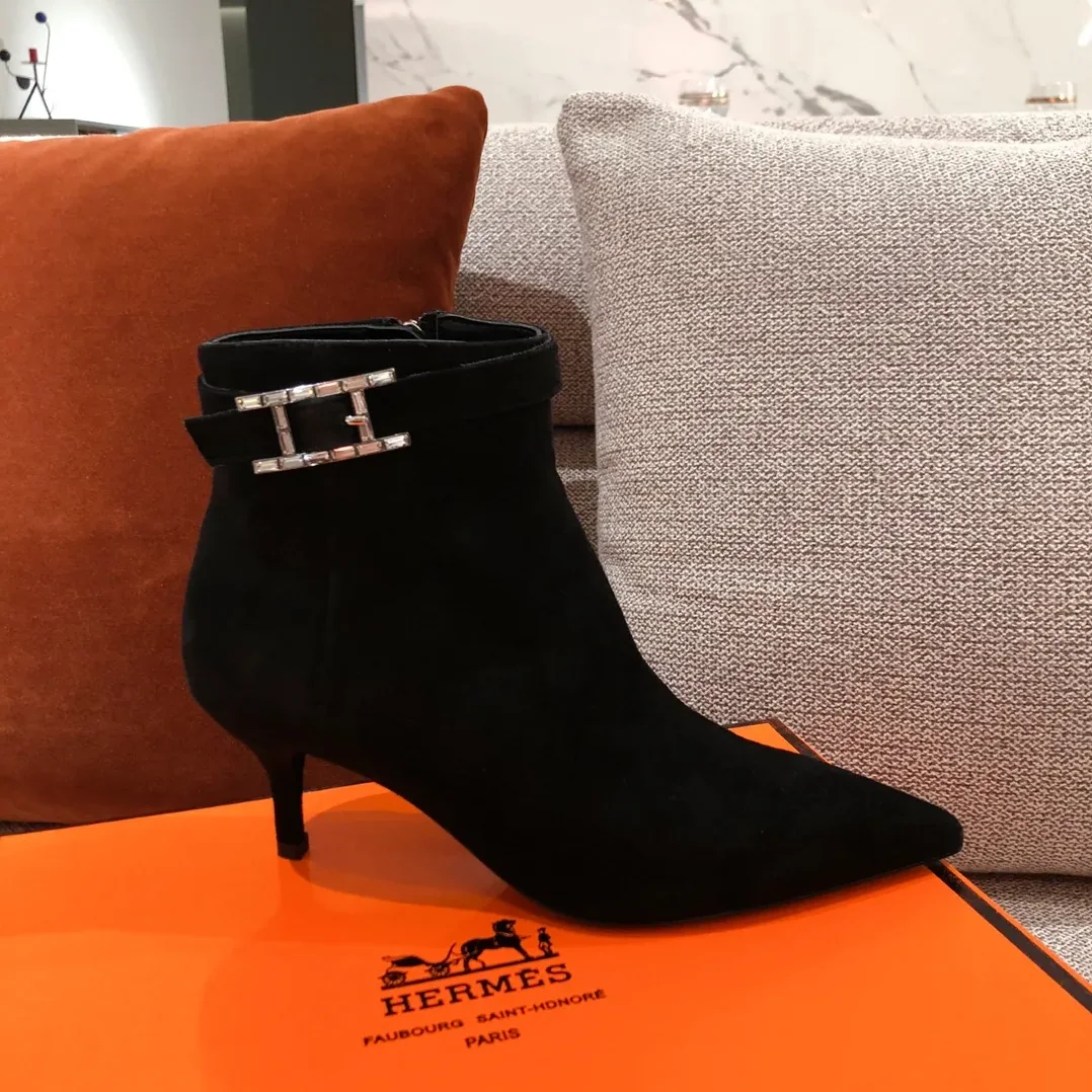 Hermes Blanche Ankle Boots Black /