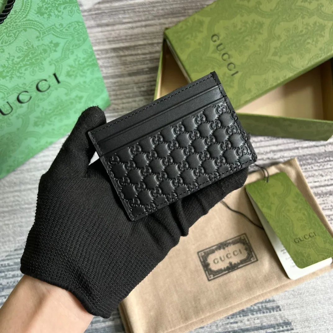 Gucci GG Ssima Card Case Black / Gucci GG Ssima Card Case Black /