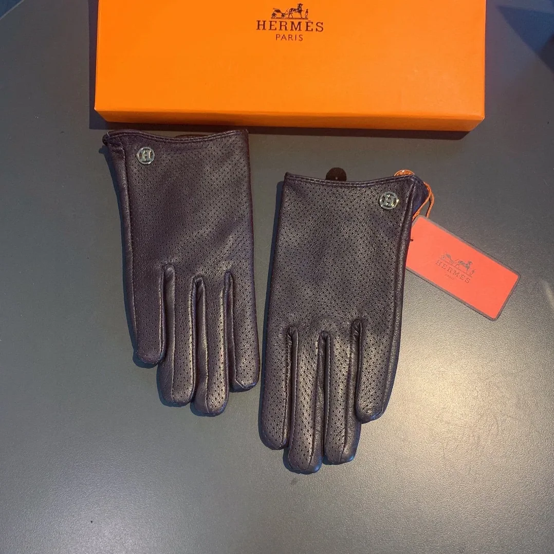Hermes Soya Gloves In Dark Purple Hermes Soya Gloves In Dark Purple