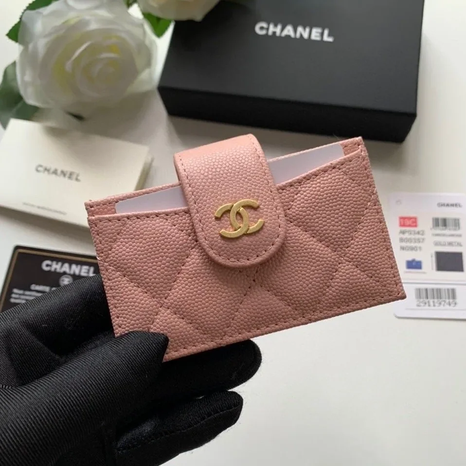 Chanel CO-CO Card Holder Wallet Pink Gold Toned Hardware / Chanel CO-CO Card Holder Wallet Pink Gold Toned Hardware /
