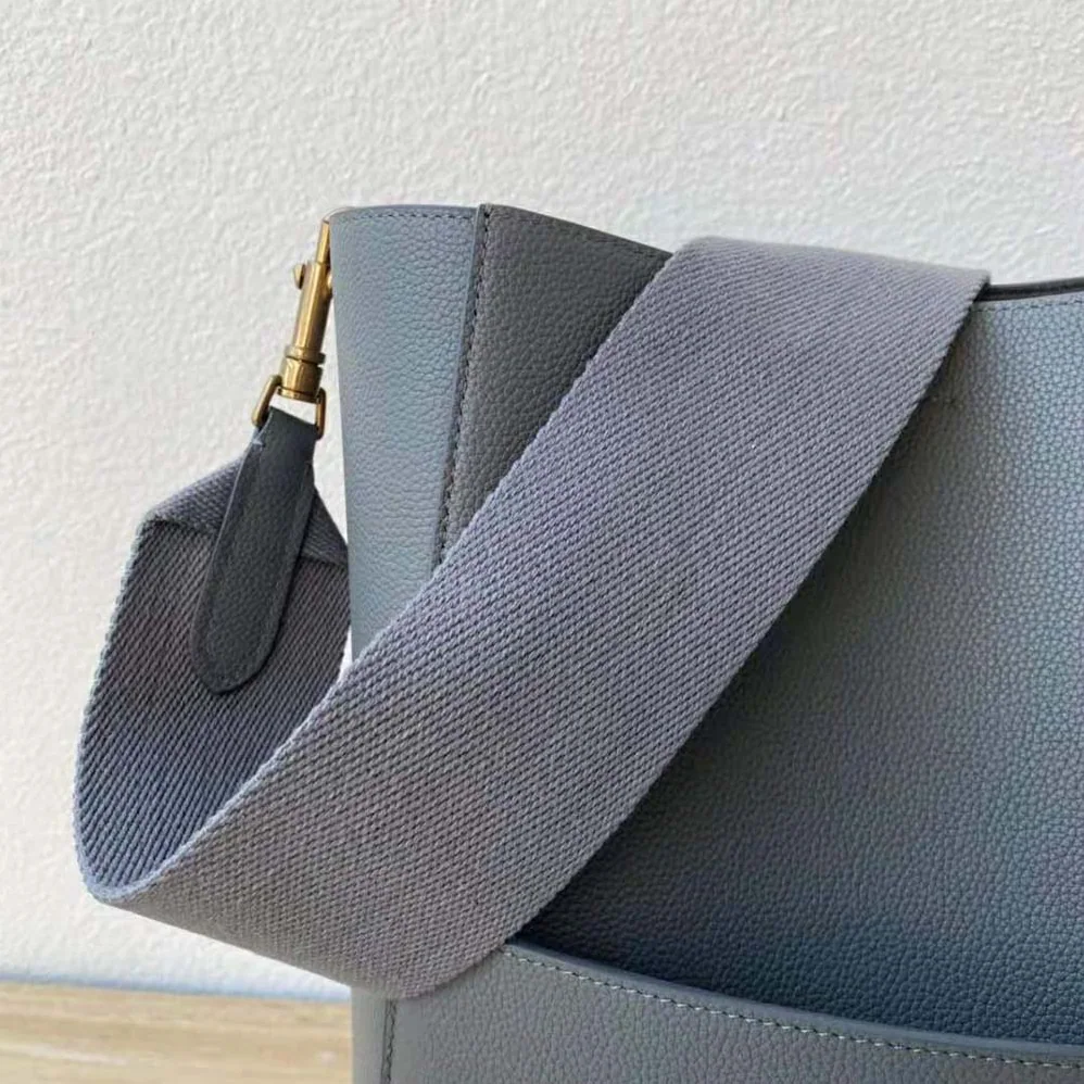Celine Sangle Bucket Bag in Soft Grained Calfskin for Women in Silver