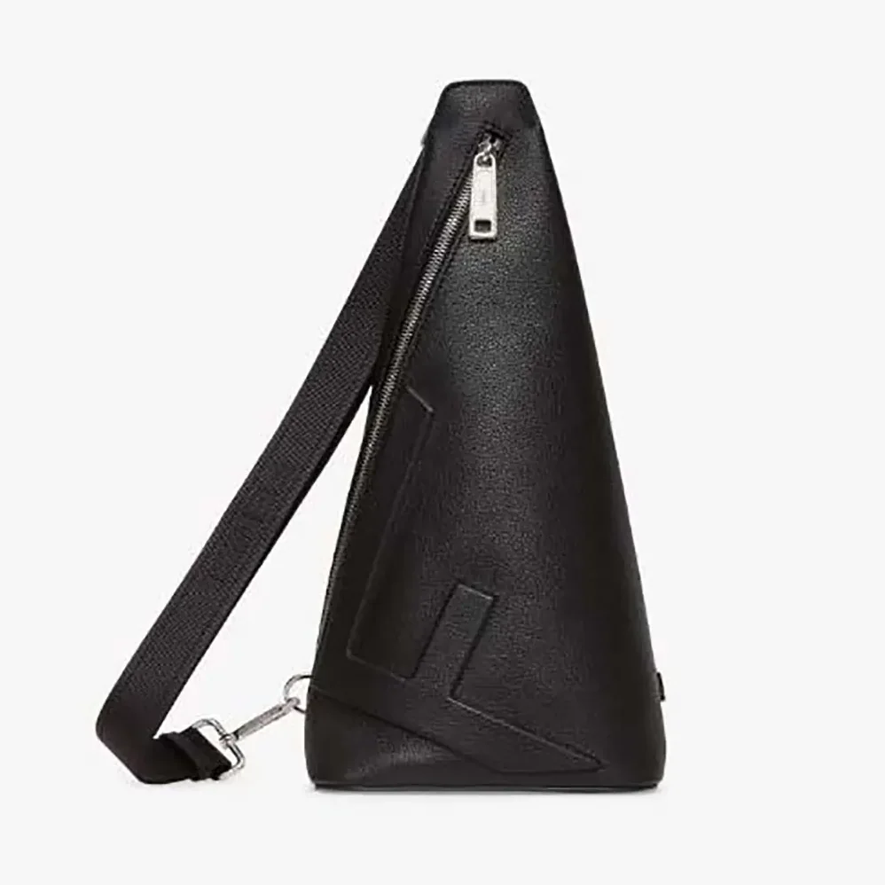 Fendi Roma Leather Fendi Cono One-shoulder Backpack in Black Leather for Men Fendi Roma Leather Fendi Cono One-shoulder Backpack in Black Leather for Men