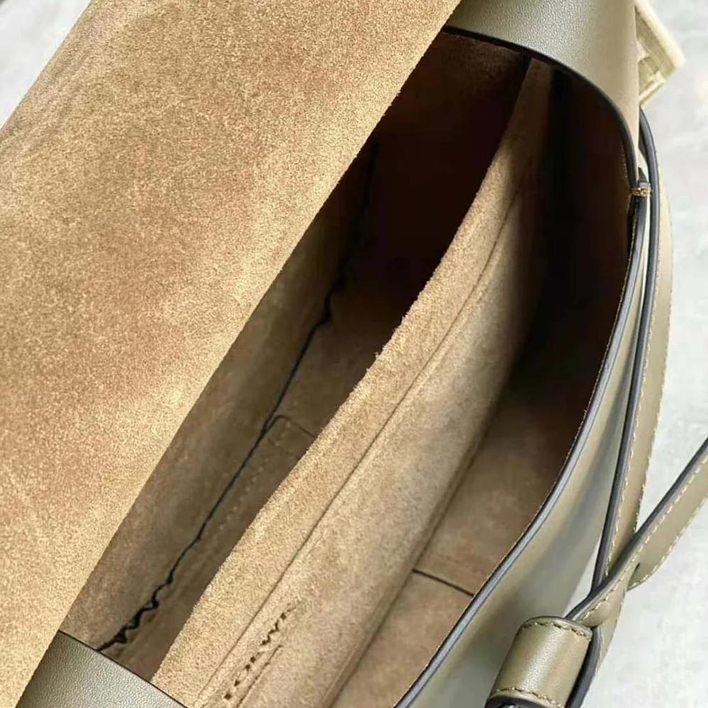 Loewe Small Gate Bag in Soft Calfskin and Jacquard for Women in Green Loewe Small Gate Bag in Soft Calfskin and Jacquard for Women in Green