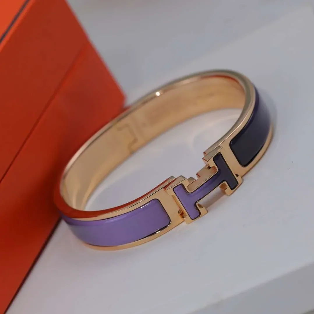 Hermes Clic Enameled H Bracelet Purple