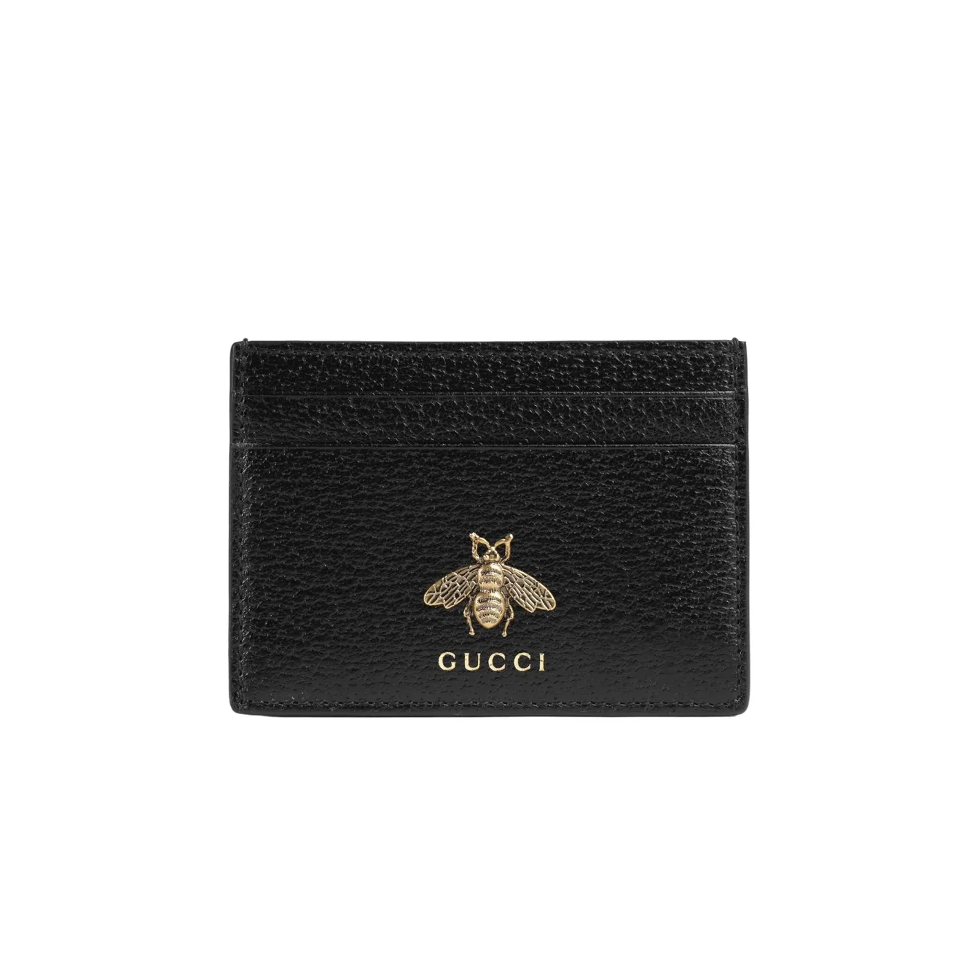 Gucci Animalier Card Case Black with Metal Bee / GG