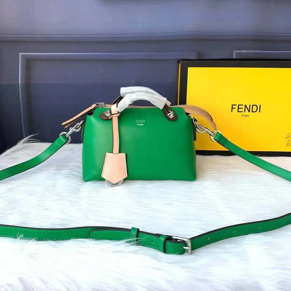 Fendi by the way Mini Multicolor Leather Boston Bag for Women in Green Fendi by the way Mini Multicolor Leather Boston Bag for Women in Green