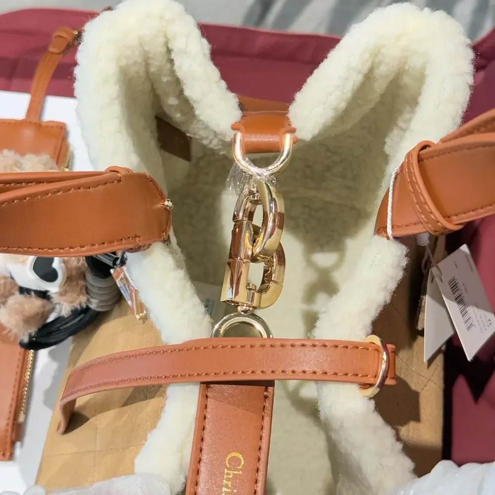Dior Medium Dior Toujours Bag Beige Macrocannage Suede and Ecru Lambskin Shearling for Women