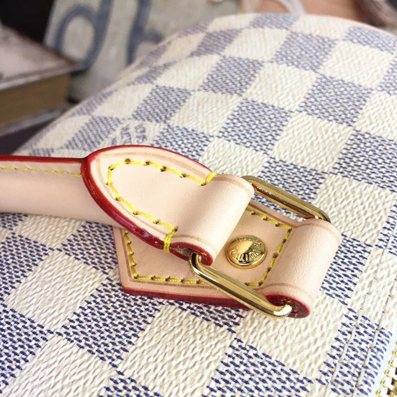 Louis Vuitton Speedy 30 Top Handle Bag / White/ Multicoloured Damier Azur Canvas Gold Hardware