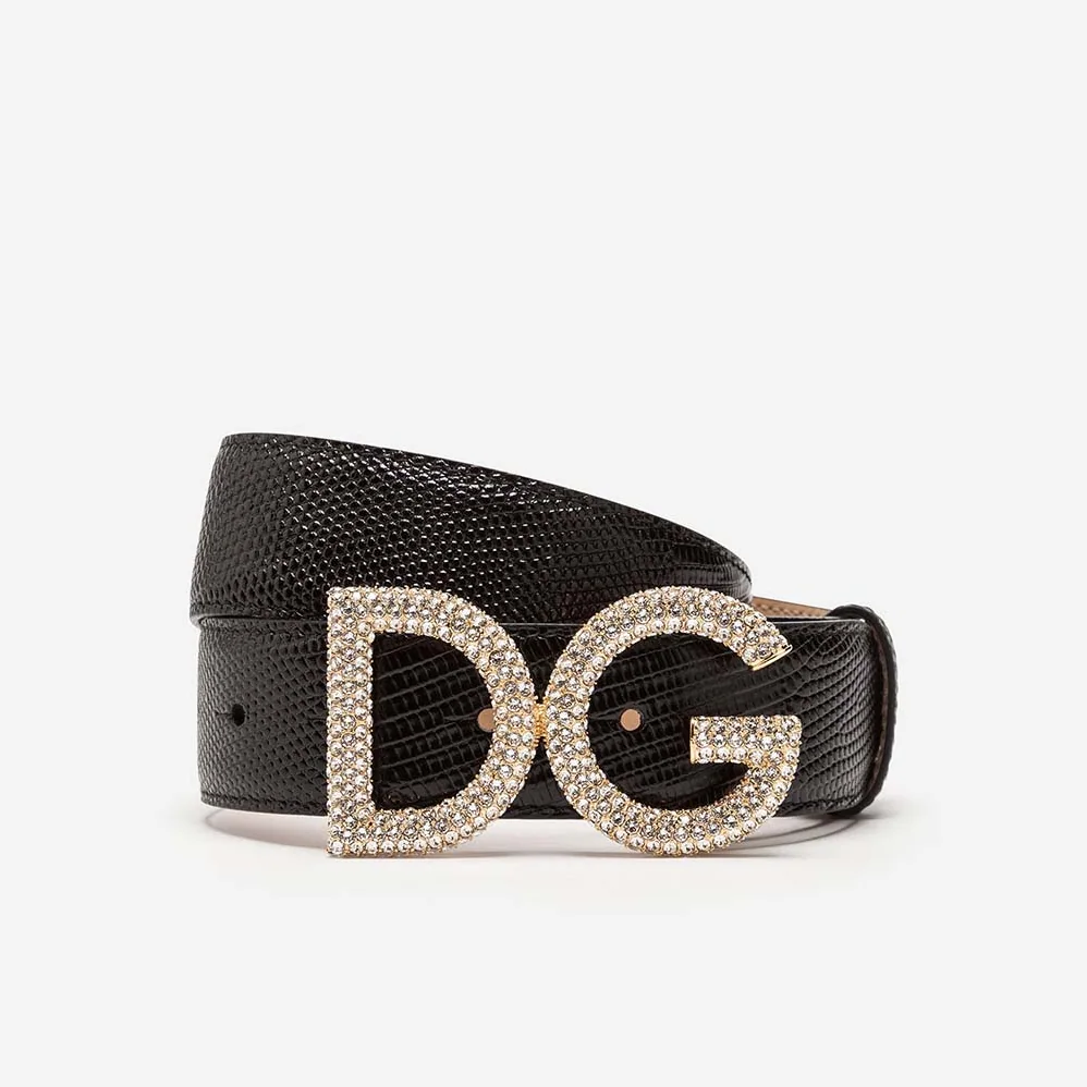 Dolce Gabbana D&G Belt in Iguana Print Calfskin for Women Dolce Gabbana D&G Belt in Iguana Print Calfskin for Women