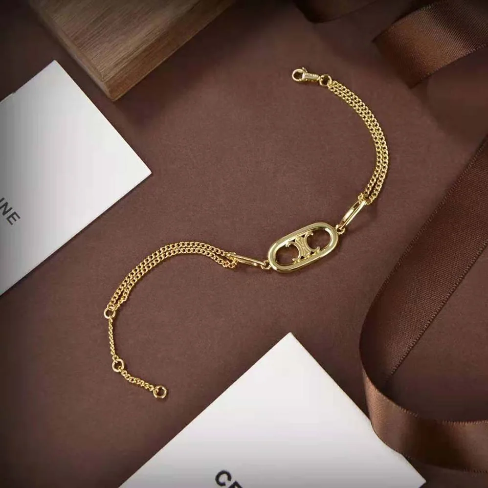 Celine Maillon Triomphe Bracelet in Brass with Gold Finish for Women Celine Maillon Triomphe Bracelet in Brass with Gold Finish for Women