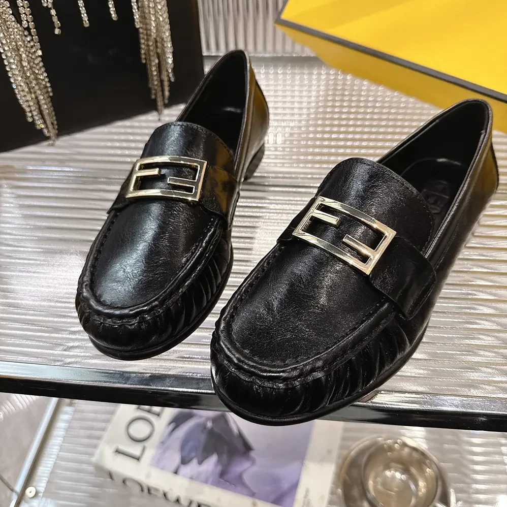Fendi Baguette Black Nappa Leather Loafers for Women Fendi Baguette Black Nappa Leather Loafers for Women
