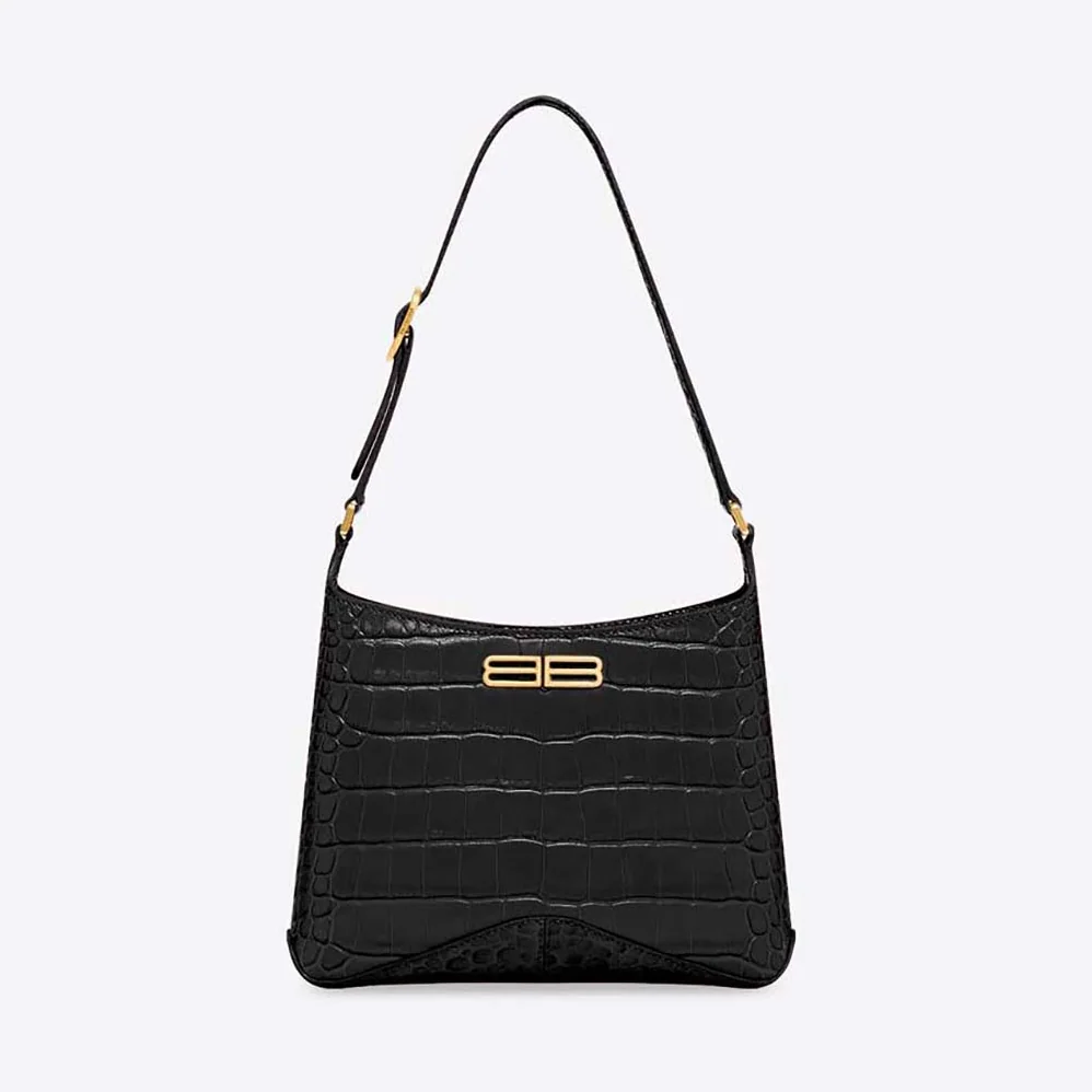 Balenciaga XX Small Hobo Bag Crocodile Embossed in Black for Women Balenciaga XX Small Hobo Bag Crocodile Embossed in Black for Women