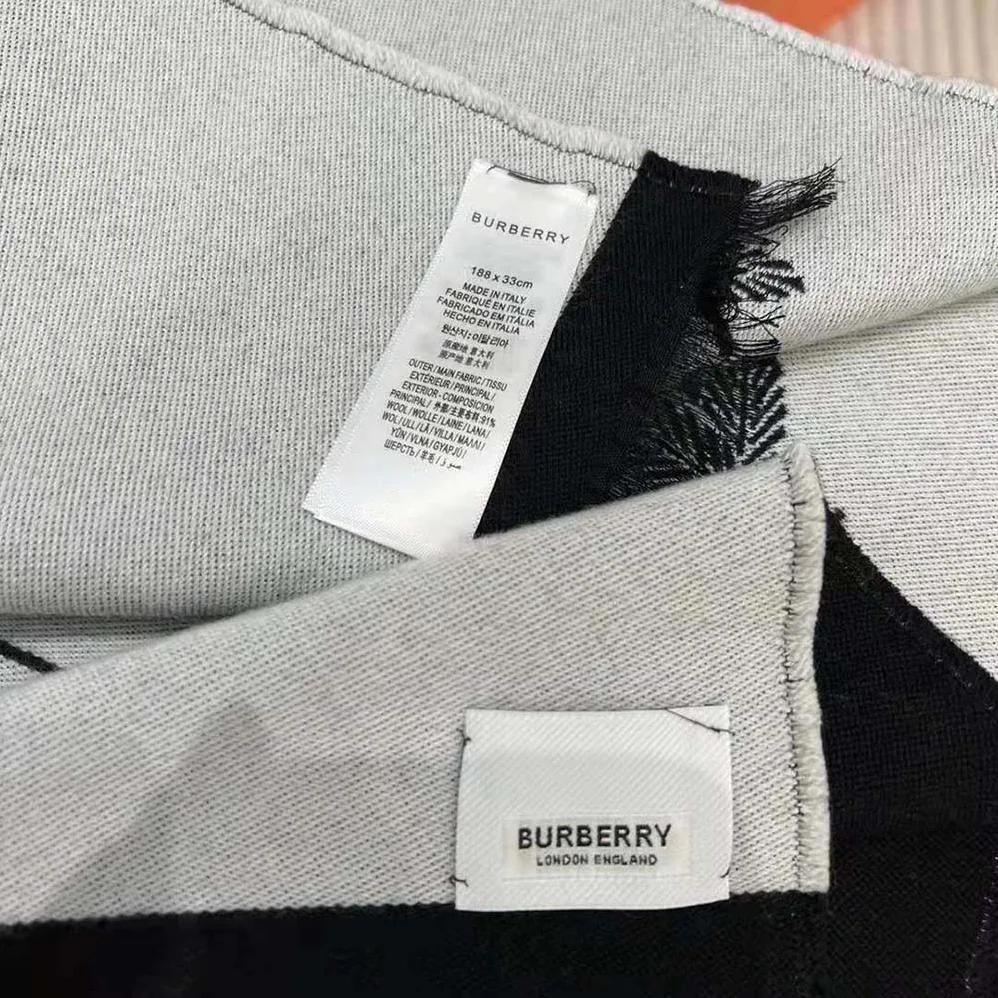 Burberry Logo and EKD Wool Silk Jacquard Scarf for Women in Black Burberry Logo and EKD Wool Silk Jacquard Scarf for Women in Black