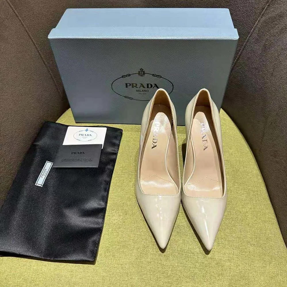 Prada Patent Leather Pumps for Women in White