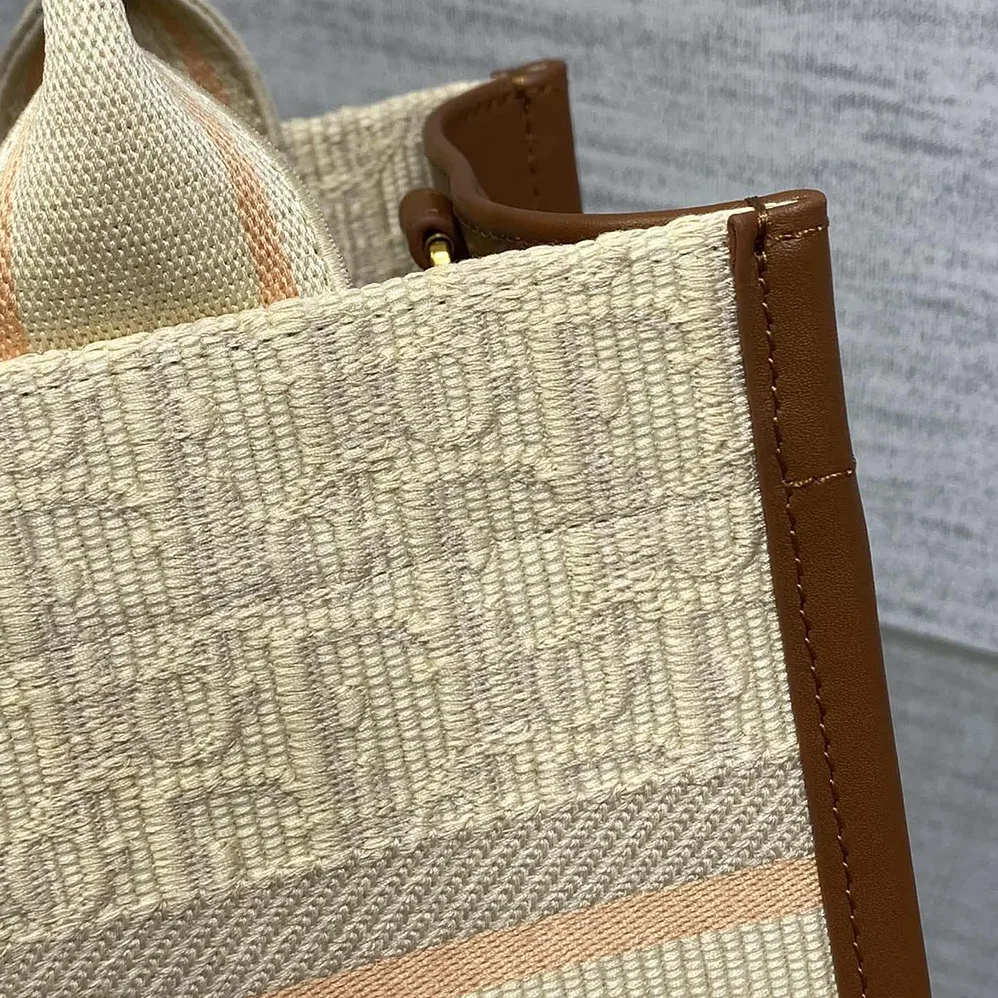 Dior Small Dior Book Tote Beige Dior Oblique Embroidered Raffia and Camel Calfskin for Women Dior Small Dior Book Tote Beige Dior Oblique Embroidered Raffia and Camel Calfskin for Women