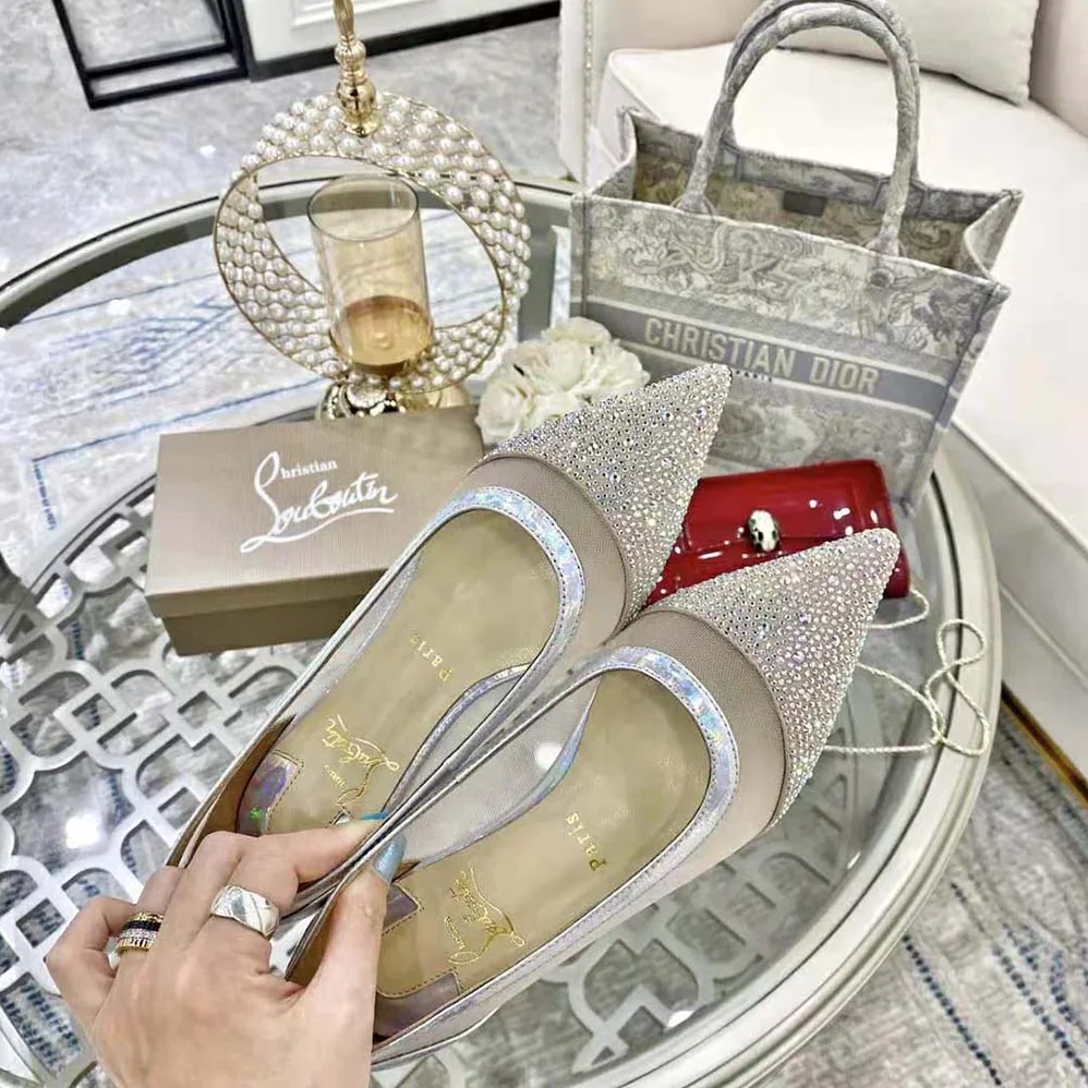 Christian Louboutin Galativi P Strass Flat for Women in Sandy