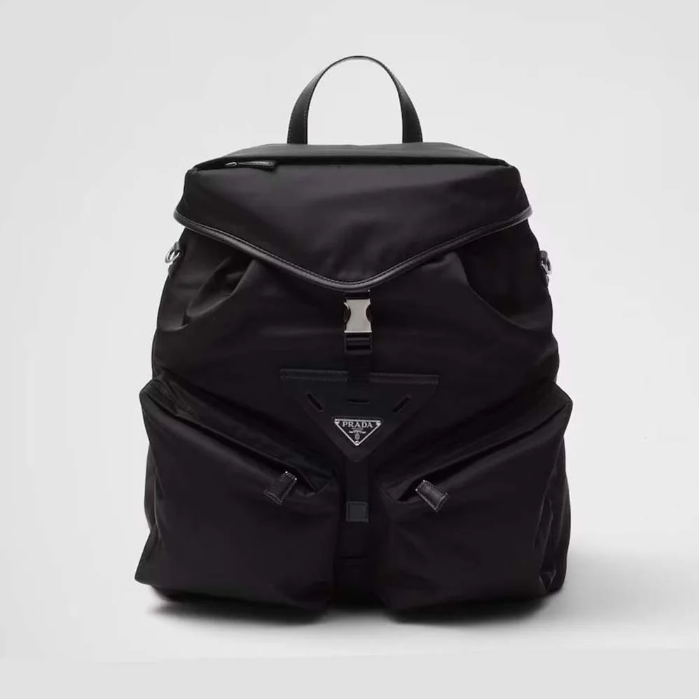 Prada Re-Nylon and Leather Backpack for Unisex in Black Prada Re-Nylon and Leather Backpack for Unisex in Black