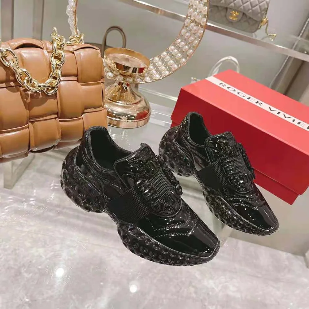 Roger Vivier Viv Run Light Strass Buckle Sneakers in Fabrics for Women in Black Roger Vivier Viv Run Light Strass Buckle Sneakers in Fabrics for Women in Black