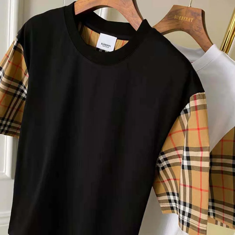 Burberry Vintage Check Sleeve Cotton T-shirt for Men in Black Burberry Vintage Check Sleeve Cotton T-shirt for Men in Black