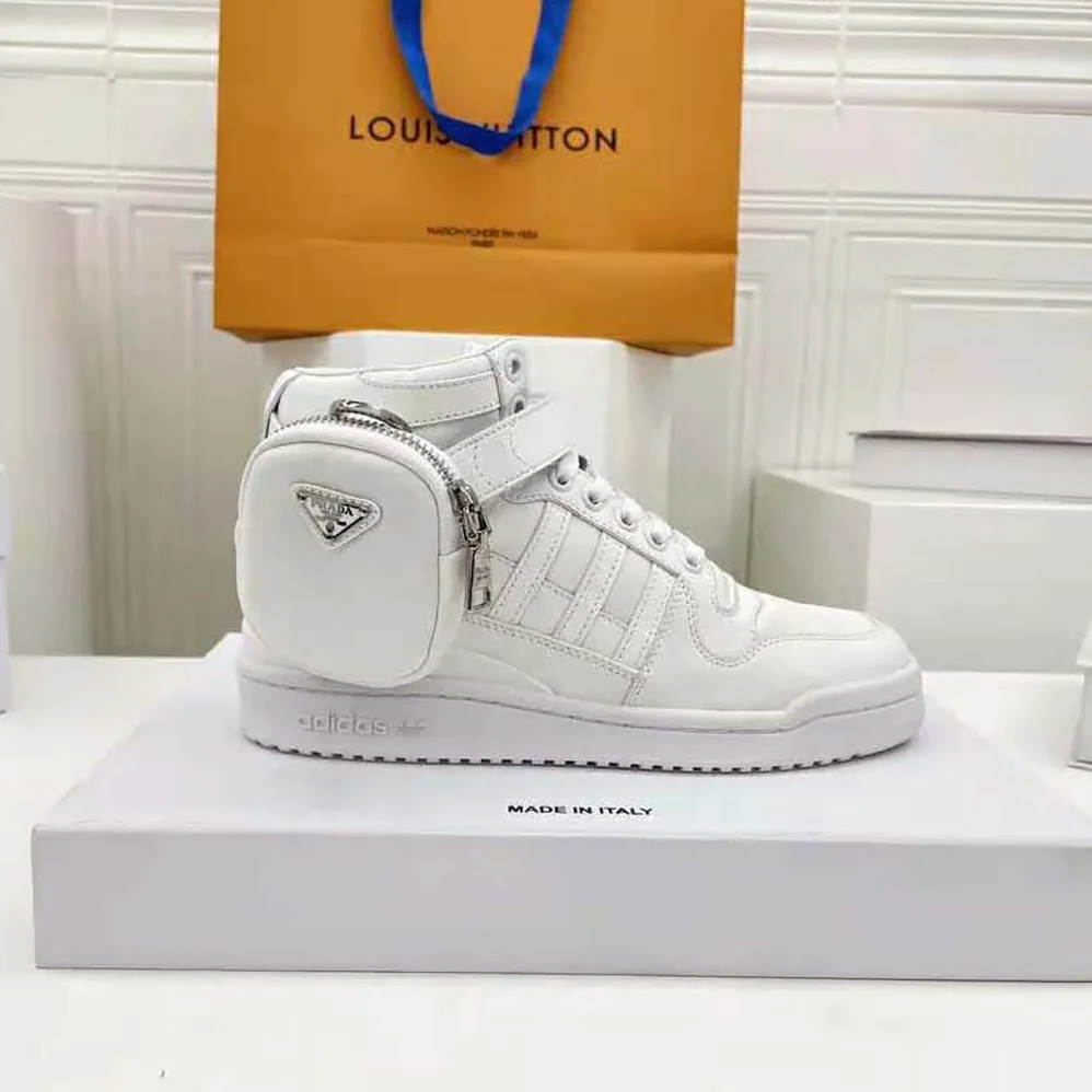Prada Adidas for Prada Re-Nylon Forum High-Top Sneakers for Women in White