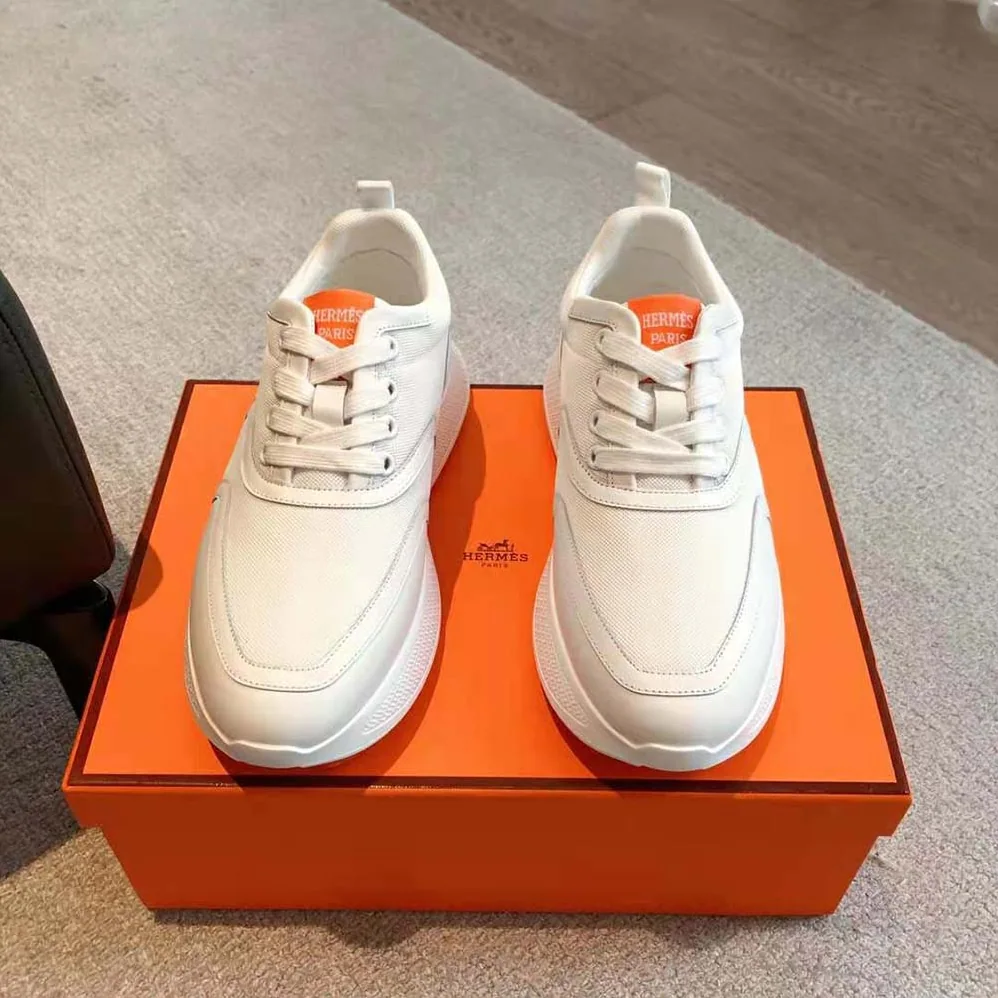 Hermes Giga Sneaker in Stitched Mesh and Calfskin for Unisex in White Hermes Giga Sneaker in Stitched Mesh and Calfskin for Unisex in White