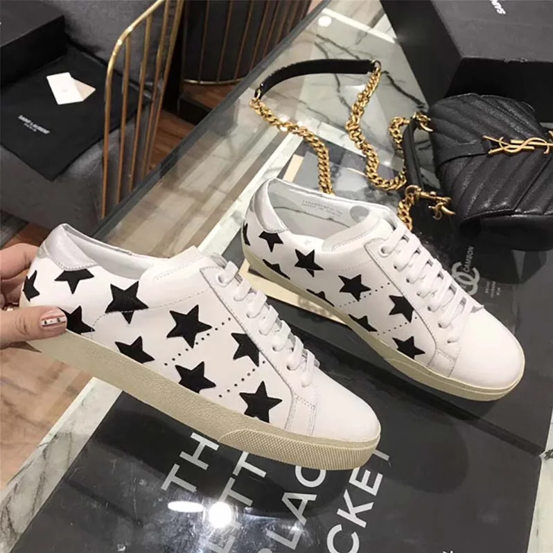 Saint Laurent YSL Signature Court California Sneaker Leather for Women in White Saint Laurent YSL Signature Court California Sneaker Leather for Women in White